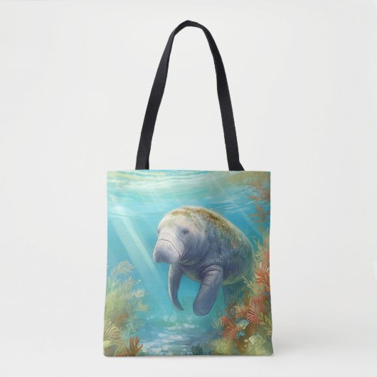 Tote Bag Cute Florida Manatee, (Devant)