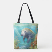 Tote Bag Cute Florida Manatee, (Dos)