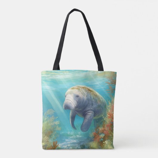 Tote Bag Cute Florida Manatee, (Dos)