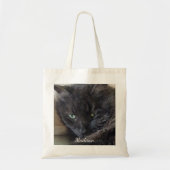 Tote Bag Cute Fluffy Black Chat Photo personnalisée (Devant)
