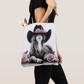 Tote Bag Cute Foal Cheval aux fleurs roses (De près)