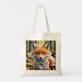 Tote Bag Cute Fox avec arc vert et rose (Dos)