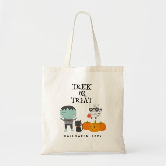 Tote Bag Cute Frankenstein tour ou traiter halloween (Devant)