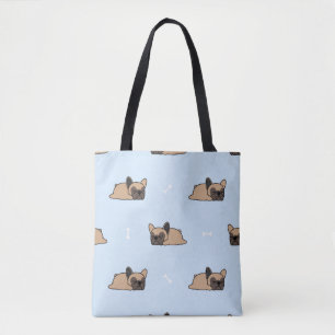Tote Bag Cute french bulldog puppy sleeping seamless patter
