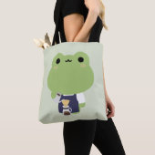 Tote Bag Cute Frog Barista (De près)