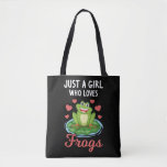 Tote Bag Cute Frog Girl Daughter loves Frogs<br><div class="desc">Cute Frog Girl Daughter loves Frogs. Funny Frog lover Quote.</div>