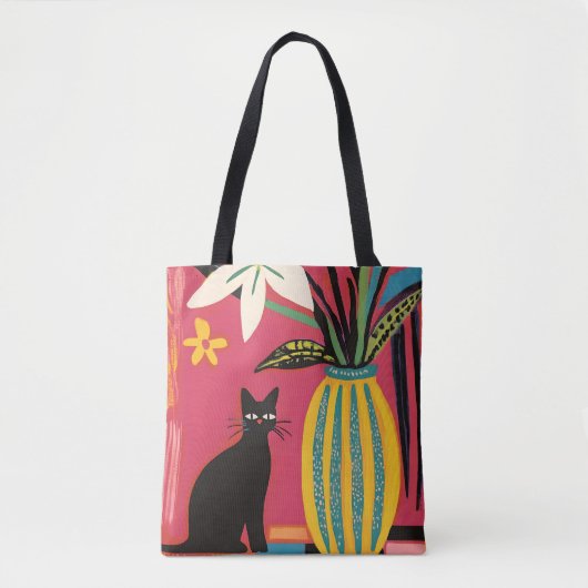 Tote Bag Cute Funny Black cat (Devant)