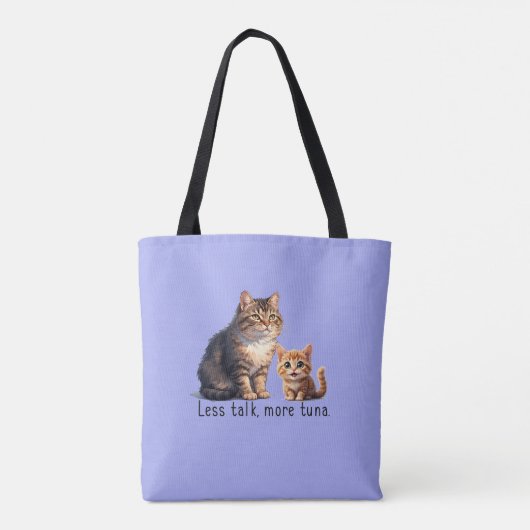 Tote Bag Cute Funny Chat Thème Bleu clair Fourre-tout (Dos)