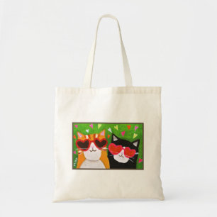 Tote Bag Cute Funny Chats avec le Coeur de verre amoureux d