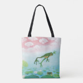 Tote Bag Cute Funny Frog Sauts Dans L'Étang (Dos)