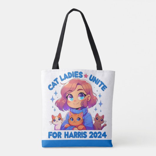 Tote Bag Cute Funny Girly Enfless Chat Lady Unite Harris (Dos)