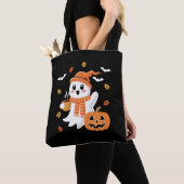 Tote Bag Cute Ghost Boire Café de glace Halloween (De près)