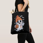 Tote Bag Cute Ghost Boire Café Halloween Café glacé (De près)