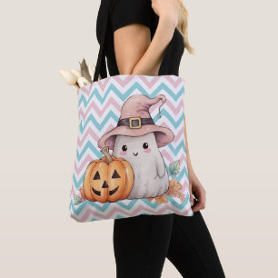Tote Bag Cute Ghost et Citrouille Halloween