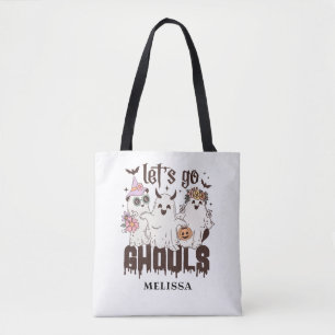 Tote Bag Cute Ghost Retro Halloween Go Ghouls