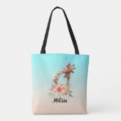 Tote Bag Cute Giraffe Aquarelle Maman & Bébé (Dos)