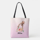 Tote Bag Cute Giraffe Aquarelle Maman & Bébé (Dos)