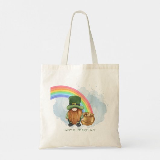 Tote Bag Cute Gnome Pot of Gold Custom St Patrick's Day (Dos)