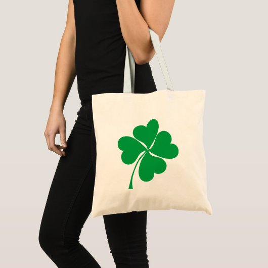 Tote Bag Cute Green Lucky 4 coeur feuille Clover shamrock (Devant (produit))
