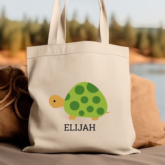 Tote Bag Cute Green Turtle Kids' Personnalisé