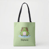 Tote Bag Cute grenouille verte (Devant)