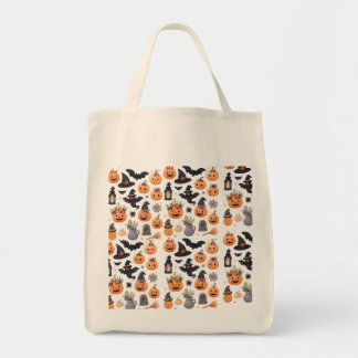 Tote Bag Cute Halloween Citrouille Fourre-tout - Vibes d'au