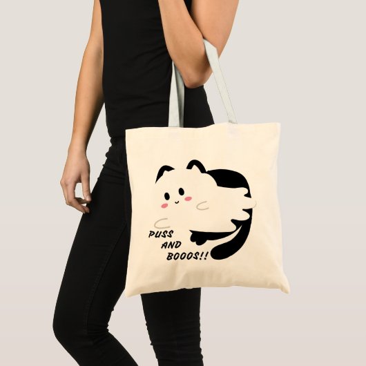 Tote Bag Cute Halloween Ghost Chat noir Boo (Devant (produit))