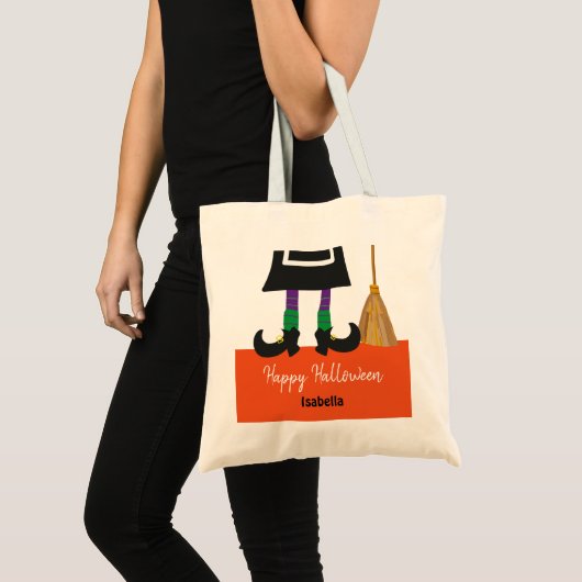 Tote Bag Cute Halloween Les Jambes De Sorcière Traite Perso (Devant (produit))