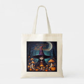 Tote Bag Cute Halloween Witch in Spooky Scene with Pumpkins (Dos)