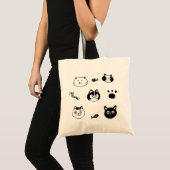 Tote Bag Cute Hand-drawn Cat Faces Doodle  (Devant (produit))