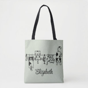 Tote Bag Cute Hanging Kittens Nom personnalisé