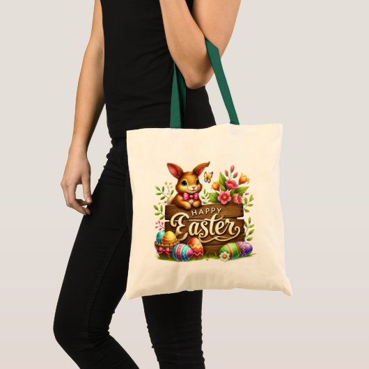 Tote Bag Cute Happy Easter bunny  (Devant (produit))