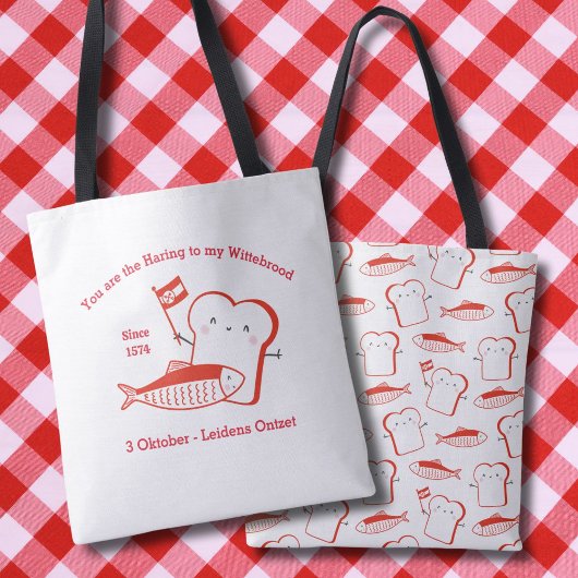 Tote Bag Cute Haring en Wittebrood Leidens ontzet rood avec