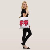 Tote Bag Cute Heart Characters Holding Hands (Sur le modèle)