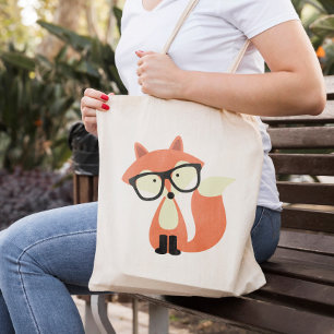 Tote Bag Cute Hipster Red Fox