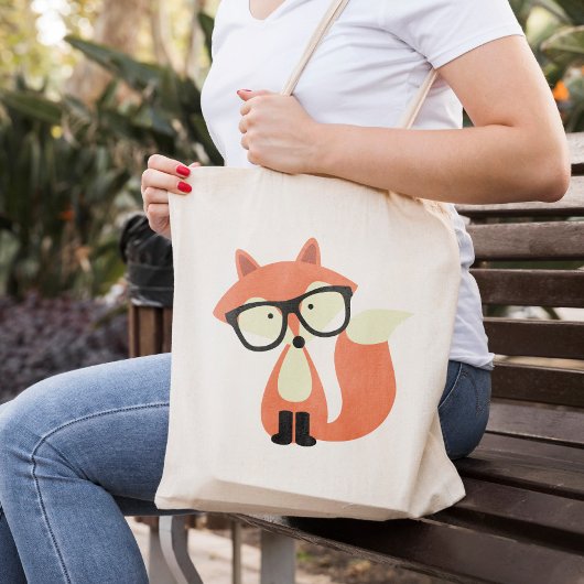 Tote Bag Cute Hipster Red Fox