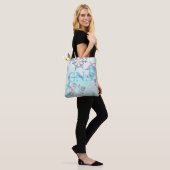 Tote Bag Cute Ice Blue Snowflake Nom personnalisé CNA (Sur le modèle)