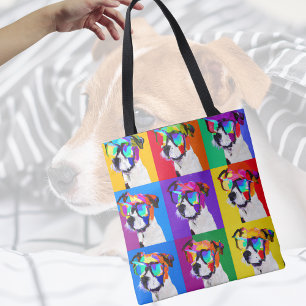Tote Bag Cute Jack Russell Terriers dans le style pop art