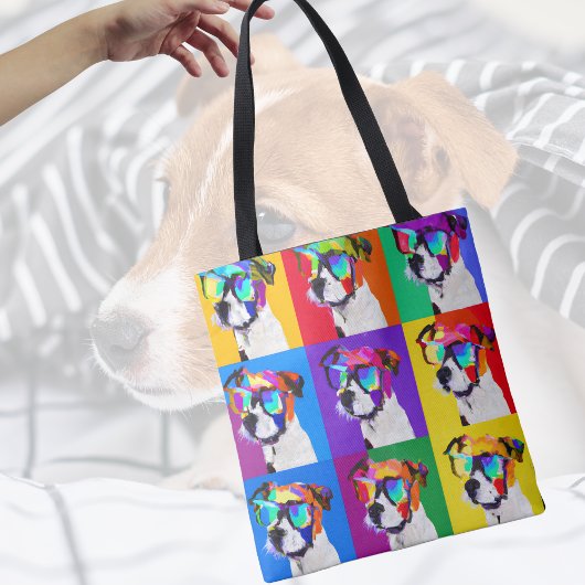Tote Bag Cute Jack Russell Terriers dans le style pop art