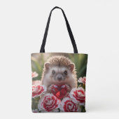 Tote Bag Cute January Hedgehog with Garnet Heart (Dos)
