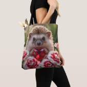 Tote Bag Cute January Hedgehog with Garnet Heart (De près)