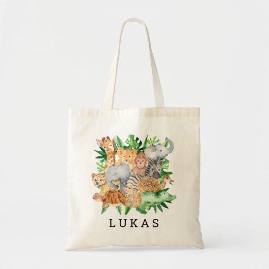 Tote Bag Cute Jungle Safari 1er anniversaire (Devant)