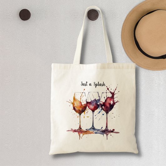 Tote Bag Cute Just a Splash de vin aquarelle