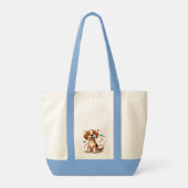 Tote Bag Cute Kawaii Beagle avec Coeurs Jouer Chien (Dos)