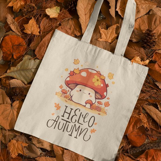 Tote Bag Cute kawaii Champignon Bonjour Automne
