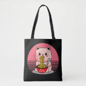 Tote Bag Cute Kawaii chat ramen (Devant)