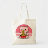 Tote Bag Cute Kawaii chat ramen (Devant)