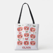 Tote Bag Cute Kawaii Cherry Sourires (Dos)