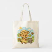 Tote Bag Cute Kawaii Chien Boire Bubble Tea (Dos)