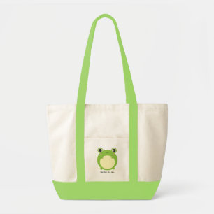 Tote Bag Cute Kawaii Frog avec texte personnalisé